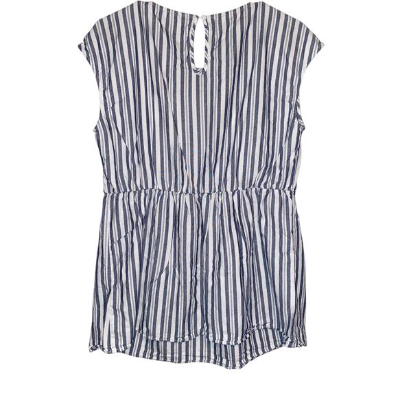 Seraphine Maternity Blue and White Striped Nursing Blouse - Picture 5 of 11